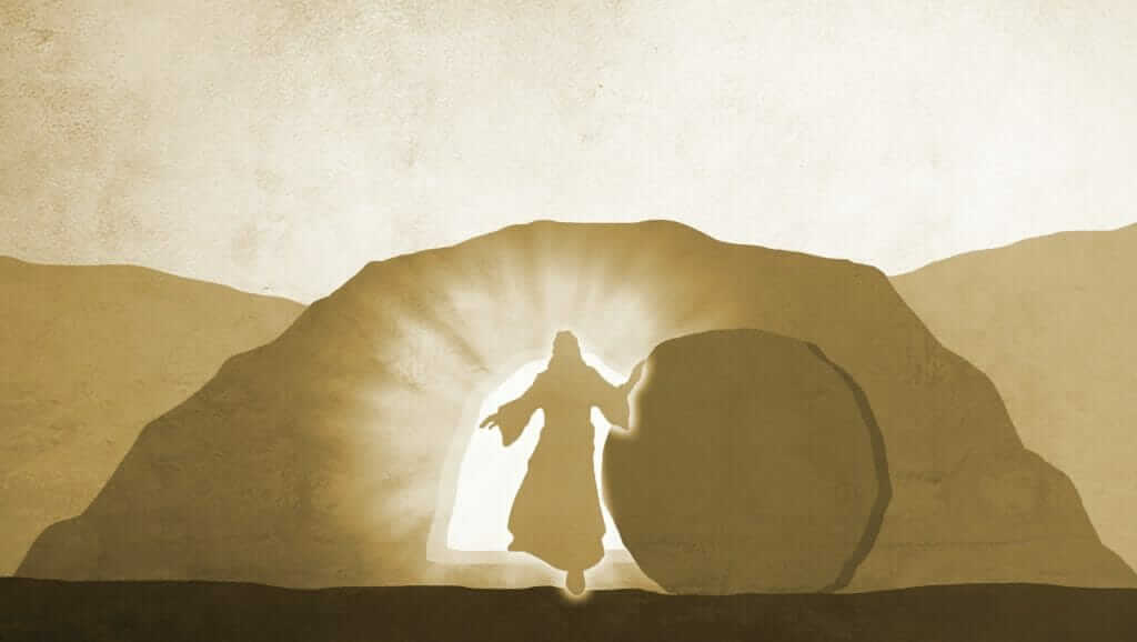 Jesus leaving the tomb