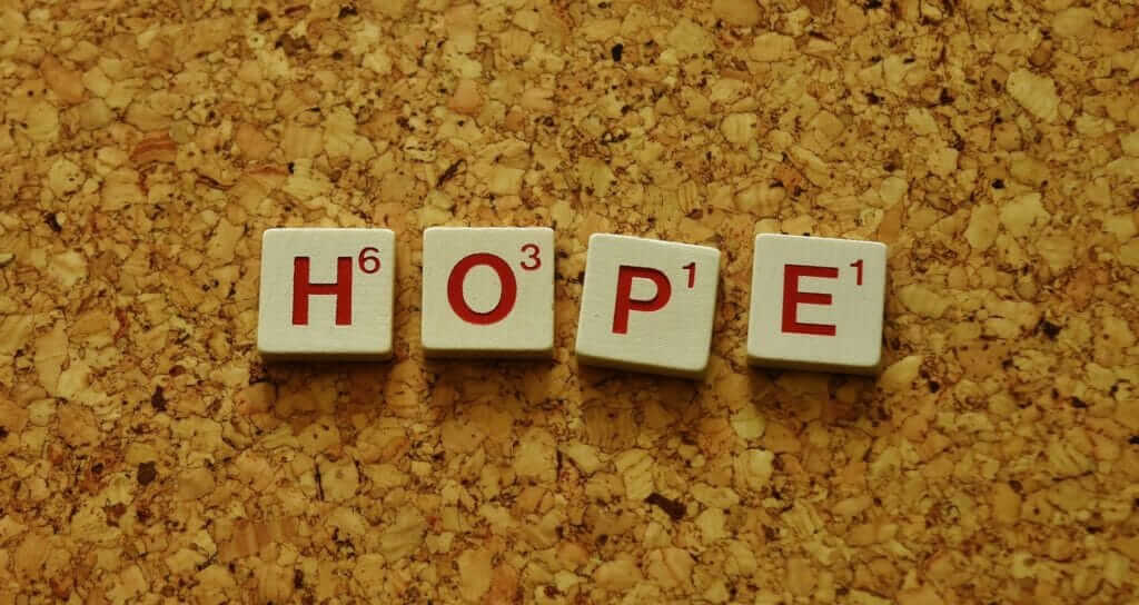scrabble letters spell hope